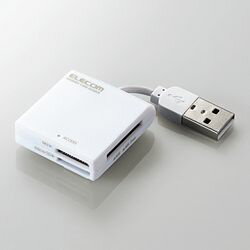 エレコム USB2.0 ケーブル固定メモリカードリーダ 43+5 ホワイト MR-K009WH 目安在庫=△