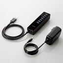 【P5E】エレコム USBHUB3.0 マグネット付き セルフパワー 7ポート ブラック(U3H-T719SBK) メーカー在庫品