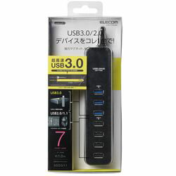 エレコム USB3.0HUB マグネット セルフパワー 7ポート ブラック U3H-T706SBK メーカー在庫品