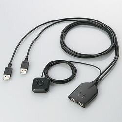 エレコム USB対応ケーブル一体型キーボード・マウス用パソコン切替器(KM-A22BBK) メーカー在庫品