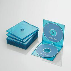 エレコム CD DVDスリムプラケース 2枚収納 10パック クリアブルー(CCD-JSCSW10CBU) メーカー品