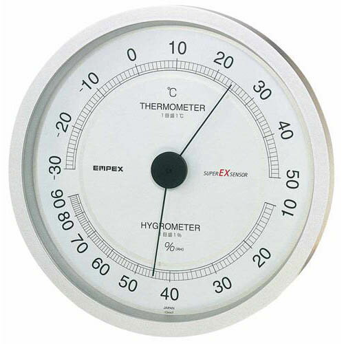 EMPEX 温度・湿度計 スーパーEX高品質 温度・湿度計 壁掛用 シャインシルバー(EX-2747) 取り寄せ商品
