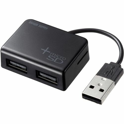 【P5S】サンワサプライ カードリーダー付きUSB2.0ハブ(ブラック) USB-2HC319BK(USB-2HC319BK) 目安在庫=○