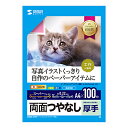 【P5S】サンワサプライ JP-ERV5NA4N-100 インクジェット用両面印刷紙・厚手(大容量)(JP-ERV5NA4N-100) メーカー在庫品