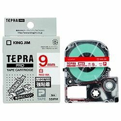 キングジム KING JIM テプラPROテープ強粘着 白/赤文字 9mm SS9RW 取り寄せ商品