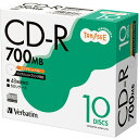 Verbatim データ用CD-R 700MB 48倍速 ホワイトワイドプリンタブル 5mmスリムケース 1パック(10枚)(4991348084707 x1) 目安在庫=○