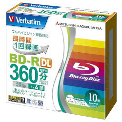 Verbatim BD-R(Video) 片面2層 260分 1-4倍速 1枚5mmケース(透明)10P(VBR260YP10V1) 取り寄せ商品