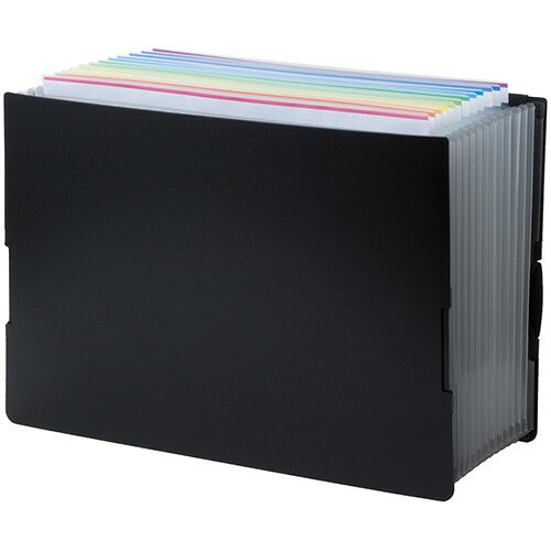 リヒトラブ LIHIT　LAB． AQUA DROPs BLACK STYLE ドキュメントボックス A4 13ポケット 1セット(5冊)(4903419819798 x5) 目安在庫=○