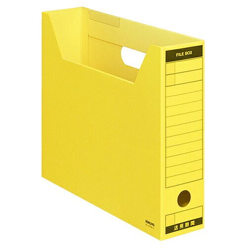 色厚板紙製ファイルボックス。※こちらは【取り寄せ商品】です。必ず商品名等に「取り寄せ商品」と表記の商品についてをご確認ください。A4-SFBN-Y。ファイル ＞ ケース・フォルダー・ボックス ＞ ボックスファイル ＞ 。●表面に特殊コーティングを施したファイルボックス。A4ヨコ、背幅75mmの黄、5冊セットです。●ストック時は折りたたんでコンパクトに。