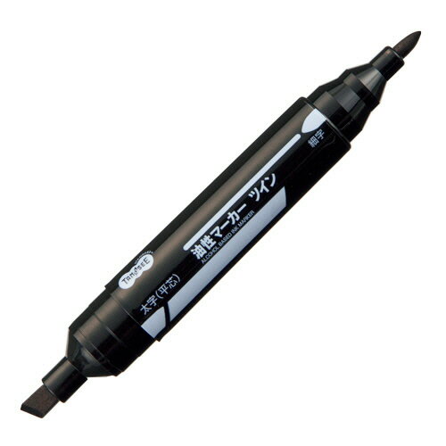 TPS キャップ式油性マーカー ツイン 太字+細字 黒 1セット(10本)(4571347155471 x10) 目安在庫=○