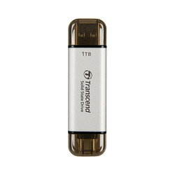 トランセンドジャパン株式会社。スティック型SSD USB 10Gbps 1TB シルバー※こちらは【取り寄せ商品】です。必ず商品名等に「取り寄せ商品」と表記の商品についてをご確認ください。1TB External SSD ESD310S USB 10Gbps Type C/A Silver