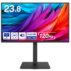 グリーンハウス GREEN HOUSE 23.8型ワイドフルHDディスプレイ 昇降スタンド(GH-LCW24VH-BK) 目安在庫=△