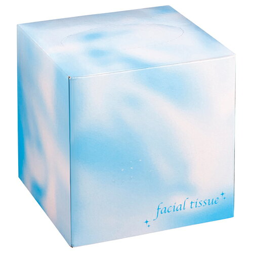 大一紙工 フェイシャルティッシュ サイコロBOX 80組 ブルー 1箱(サイコロBOX80Wブル-) 取り寄せ商品