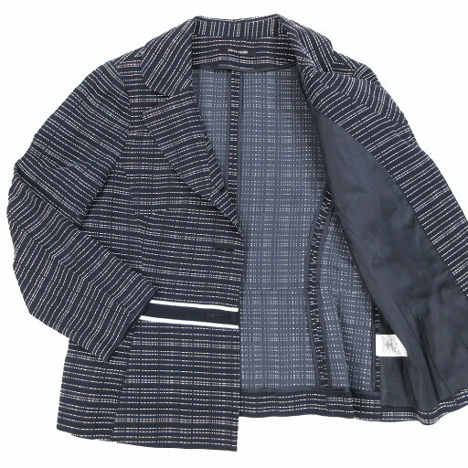 pierre cardin ピエールカルダン テーラード ジャケット 段返り 3B ブレザー ラインテープ 上着 42 ネイビー レディース 【中古】 pierre cardin ピエールカルダン テーラード ジャケット 段返り 3B ブレザー ラインテープ 上着 42 ネイビー レディース 【中古】