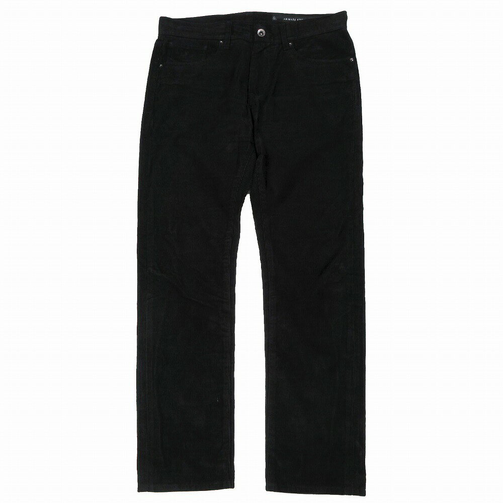 ARMANI EXCHANGE アルマーニ エクスチェンジ コーデュロイ パンツ 5ポケット ロゴ レザーパッチ サイズ31 ブラック メンズ 【中古】