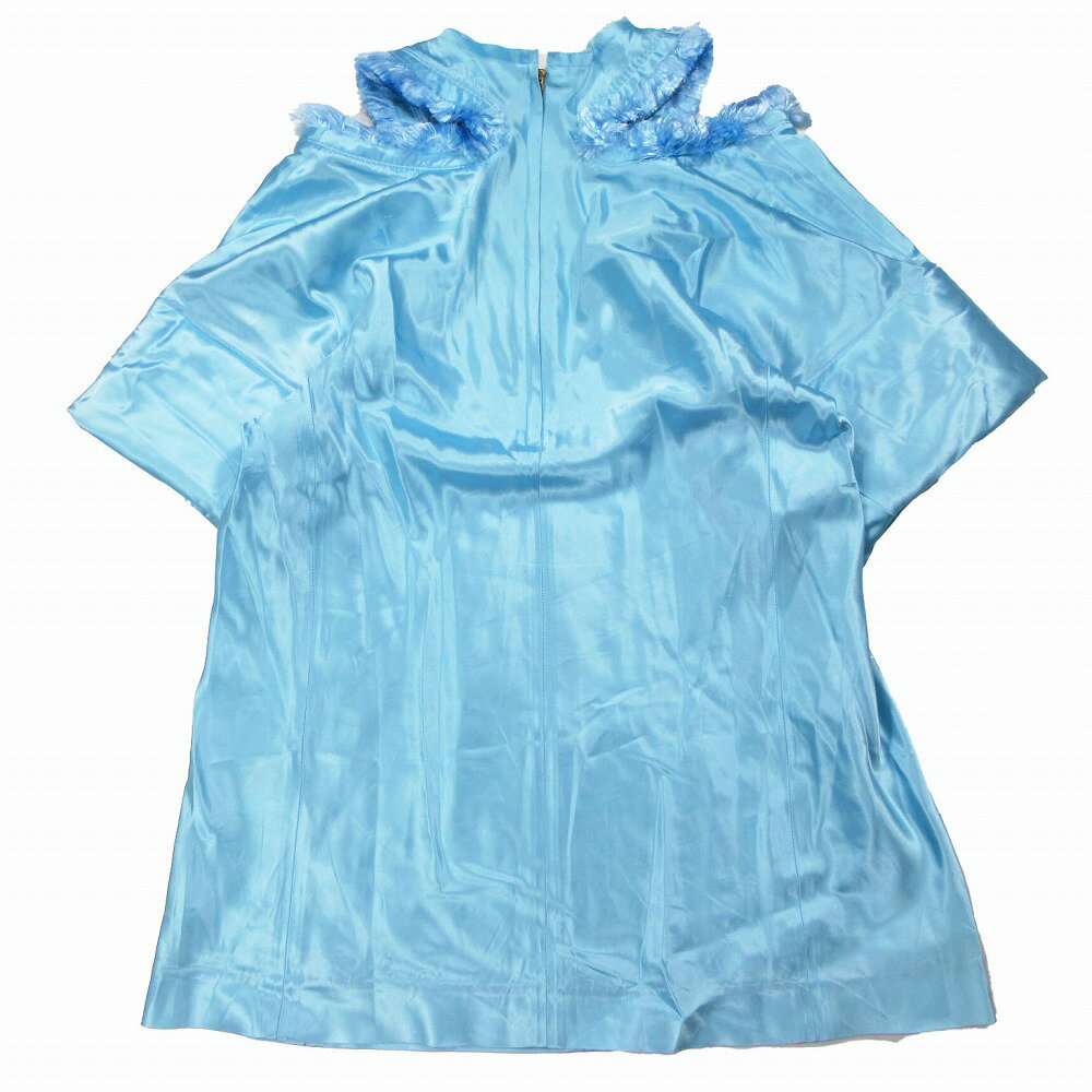 TOGA ARCHIVES トーガ アーカイブス フリンジ 肩開き カットソー チュニック パファースリーブ 半袖 36/S 青 レディース 【中古】