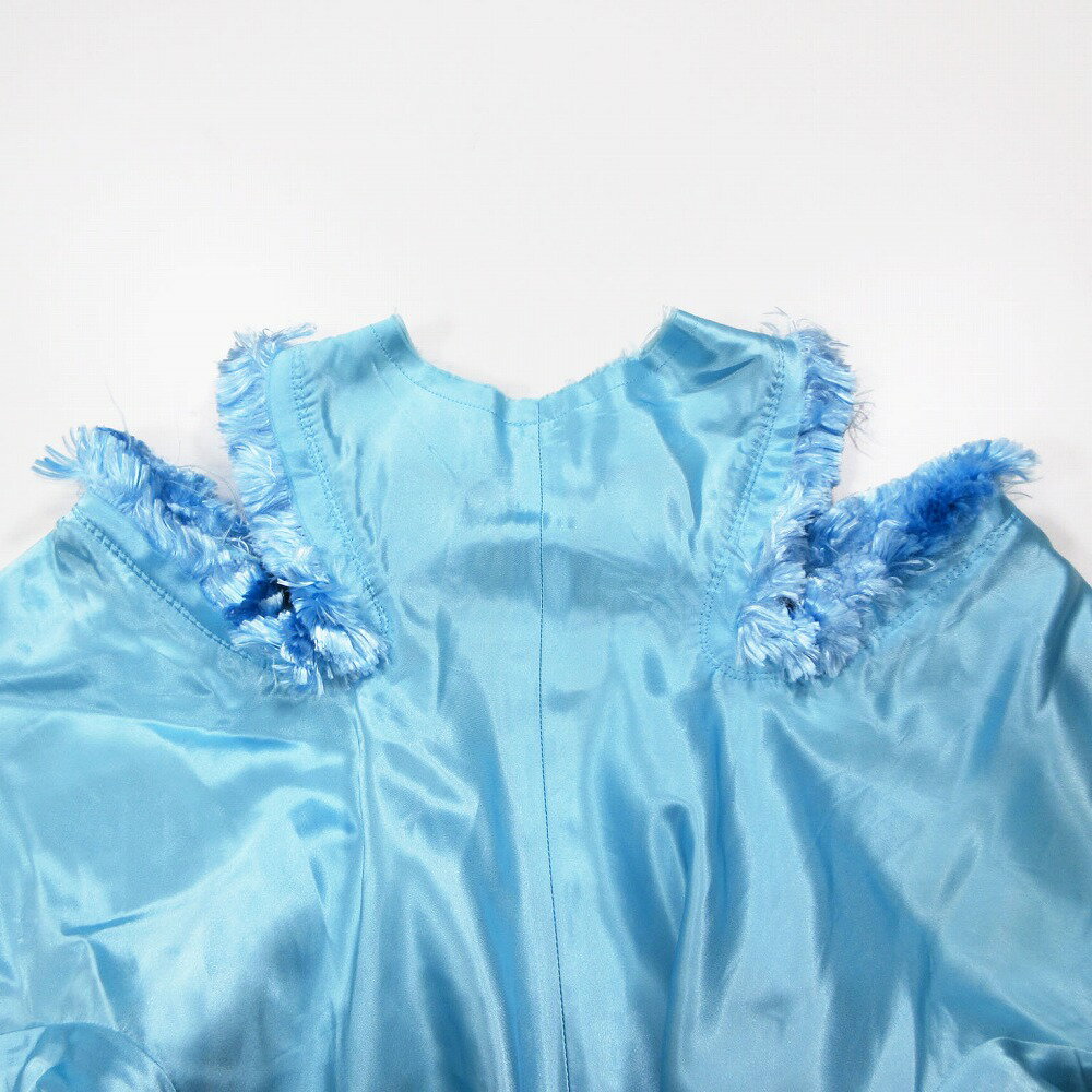 TOGA ARCHIVES トーガ アーカイブス フリンジ 肩開き カットソー チュニック パファースリーブ 半袖 36/S 青 レディース 【中古】