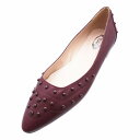 極美品 TODS トッズ XXW22B0AB1ZNGL レディース レザー ポインテッドトゥ フラット バレエシューズ スタッズ サイズ23.5cm 【中古】