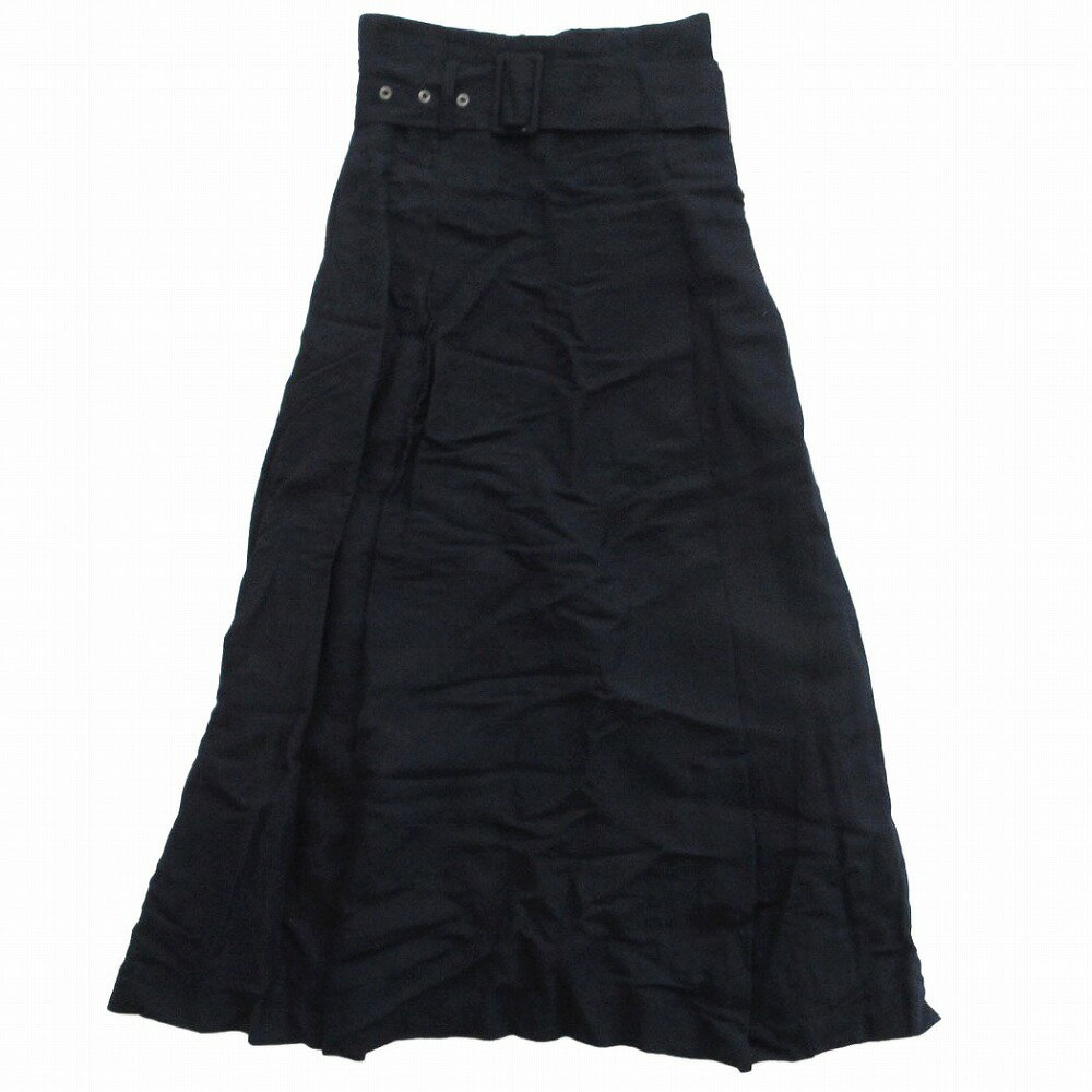 オープニングセレモニー opening ceremony リネン ロングフレアスカート ベルト付き ダークネイビー サイズS レディース 【中古】