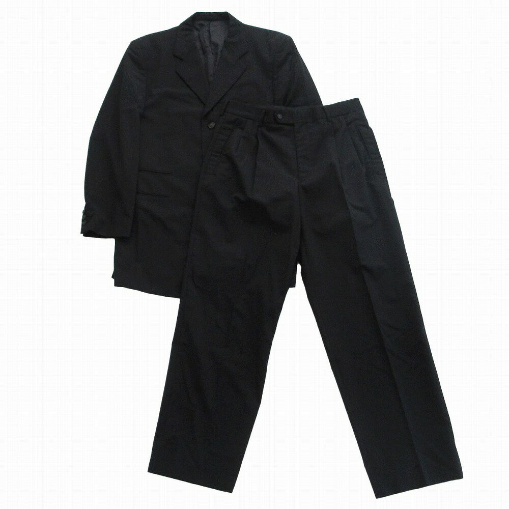 K.T POUR HOMME ケーティープールオム ストライプ柄スーツ セットアップ 3B 2タックパンツ ブラック サイズXL メンズ 【中古】