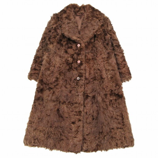 MOON BAT FUR ムーンバットファー 金叶 ラムファー リアルファー 本毛皮 ロングコート アウター ブラウン レディース 【中古】 MOON BAT FUR ムーンバットファー 金叶 ラムファー リアルファー 本毛皮 ロングコート アウター ブラウン レディース 【中古】