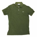 ラコステ LACOSTE スリムフィット 鹿の子 ポロシャツ ワニ ワッペン 半袖 カットソー トップス PH051V 3 M カーキ ur72 【中古】