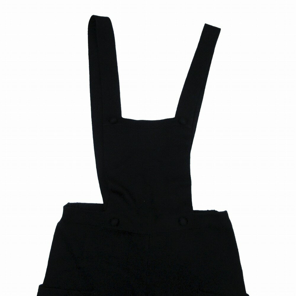 ミコモリ mikomori ニット サロペット ロング パンツ オーバーオール つなぎ M 黒 ブラック ur194 【中古】