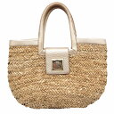 kate spade ケイトスペード かごバッグ ハンドバッグ ストロー × レザー カバン 鞄 ベージュ レディース 【中古】(4)