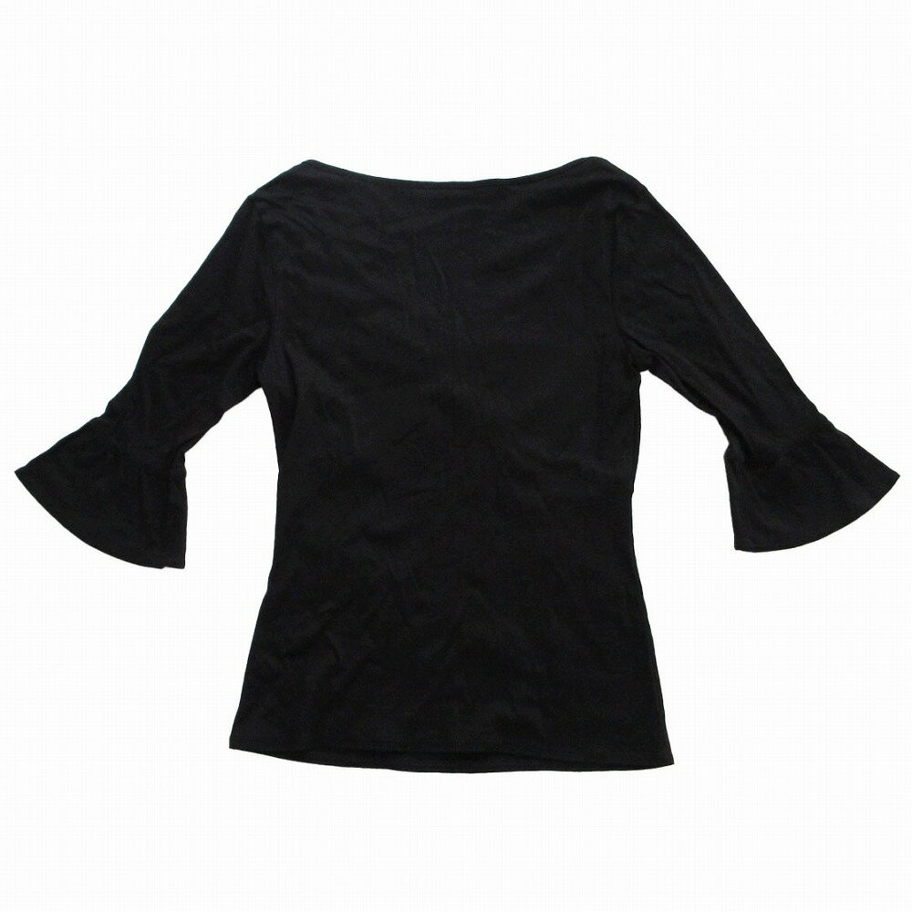 VIVIENNE TAM ヴィヴィアンタム Vネック フラワー刺しゅう カットソー 5分袖 ブラック サイズS 016-160460 レディース 【中古】