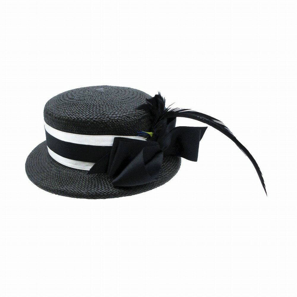 CA4LA カシラ パナマ ハット ヘッドドレス ヘアチャーム 帽子 ブラック 黒 レディース 【中古】