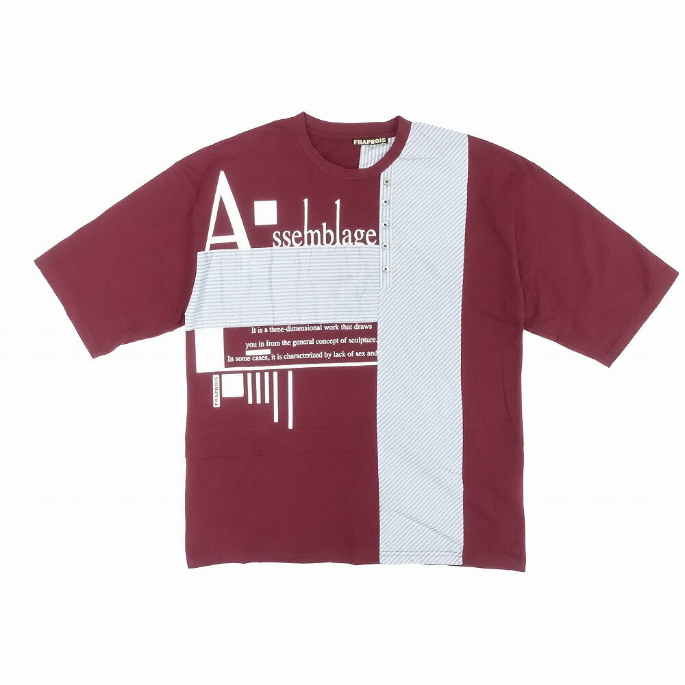 FRAPBOIS フラボア ドッキング Tシャツ カットソー 半袖 再構築 トップス サイズ1 M ボルドー メンズ 【中古】