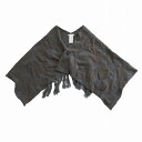 1% イチパーセント アンゴラ混 総柄 フリンジ ポンチョ アウター グレー サイズM レディース 【中古】