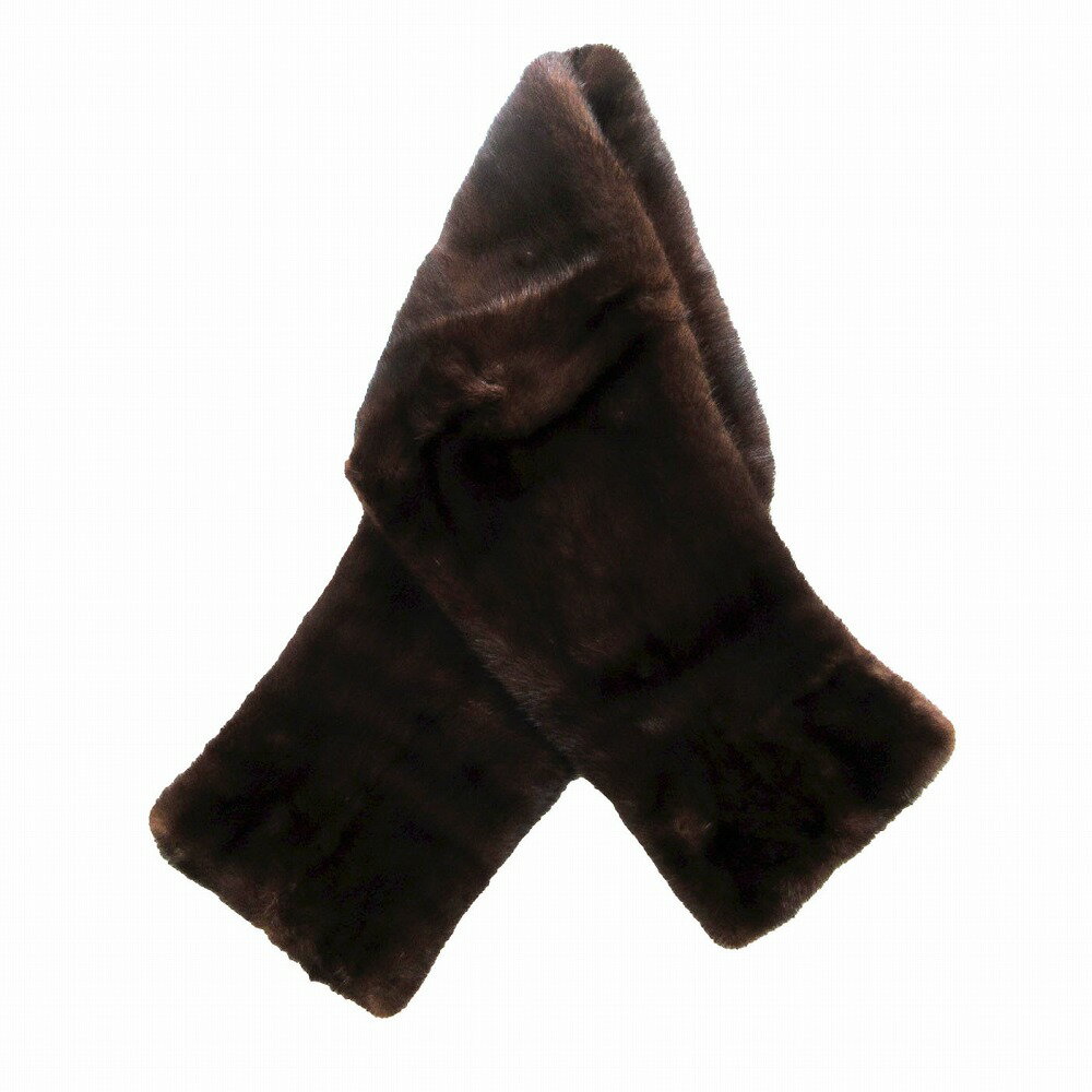 ミンクファー 本毛皮 リアルファー ショール マフラー ダークブラウン レディース 【中古】