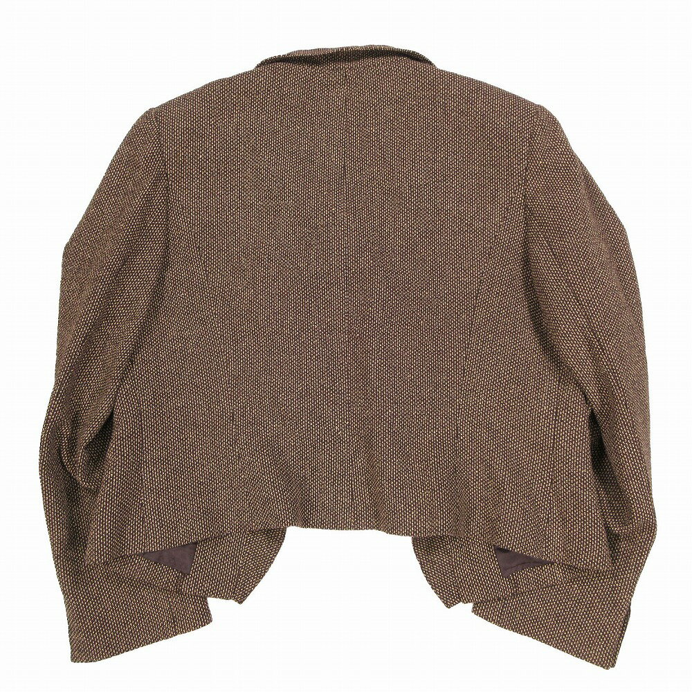 Ms GRACY エムズグレイシー 総柄 スーツ セットアップ フリルジャケット ベロアワンピース ブラウン レディース 【中古】