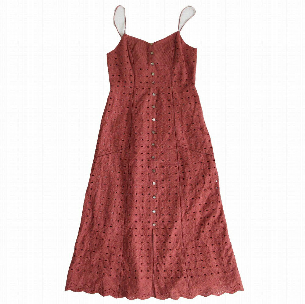 JILL STUART ジルスチュアート ジュディエンブロイダリーキャミソールワンピース ドレス テラコッタ サイズM レディース 【中古】