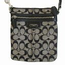 COACH コーチ ショルダーバッグ 42190 シグネチャー キャンバス ブラック レディース 【中古】