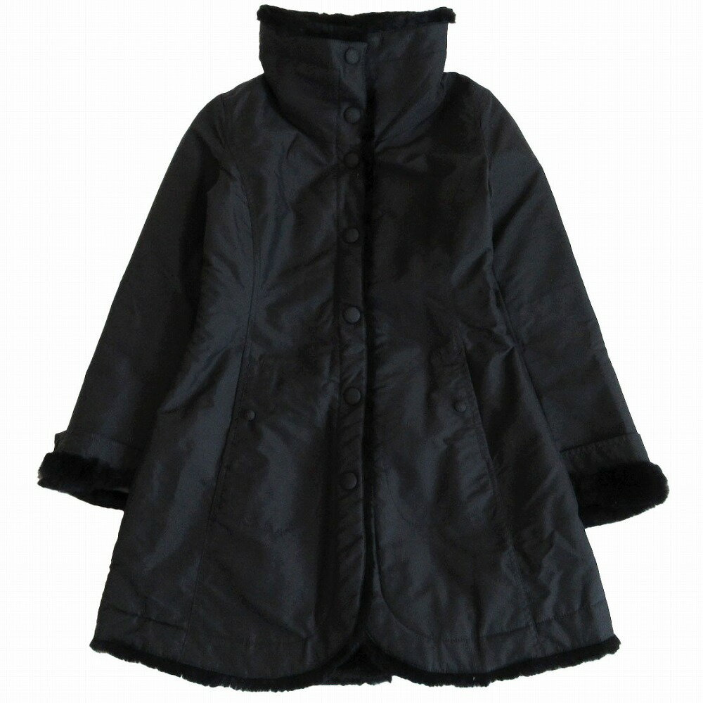 ARMANI COLLEZIONI アルマーニコレツォーニ ラビットファー 裏地 ナイロンコート アウター ブラック サイズM レディース 【中古】