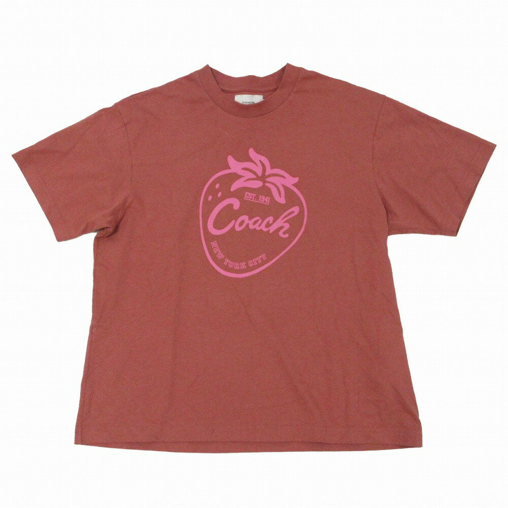 COACH コーチ Tシャツ ストロベリースケーター コットン100% イチゴ 半袖 CA389 ローズ メンズ サイズM 【中古】