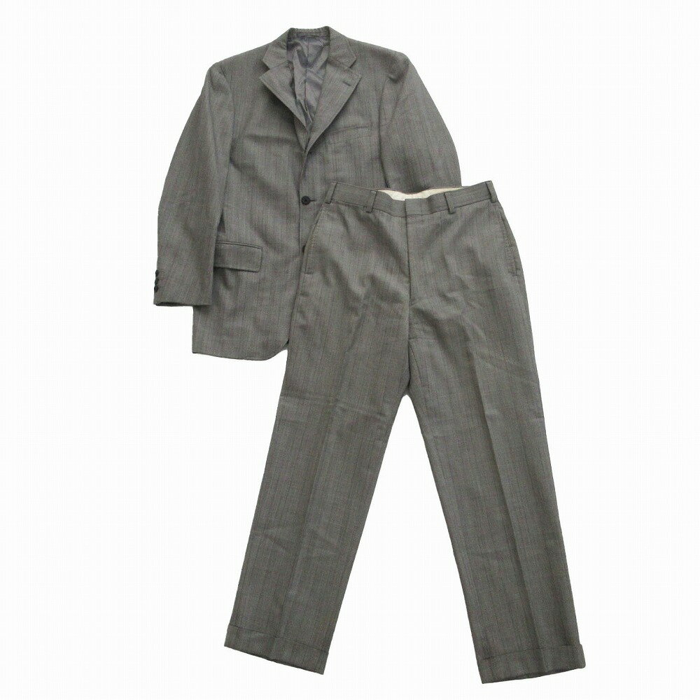 J.PRESS ジェイプレス ヘリンボーン柄 スーツセットアップ 3B 背抜き裏地 グレー サイズM メンズ 【中古】