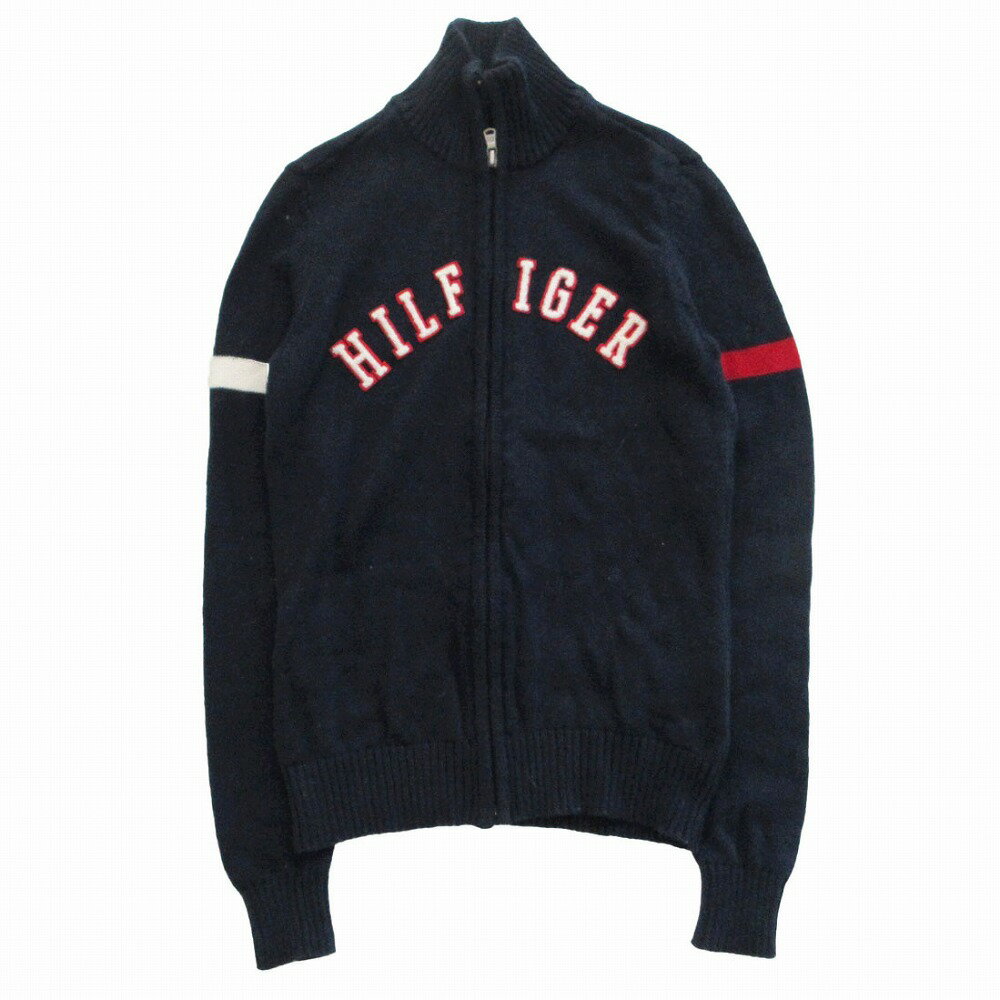 TOMMY HILFIGER トミーヒルフィガー ニット トラックジャケット ジップアップ ネイビー サイズXS レディース 【中古】