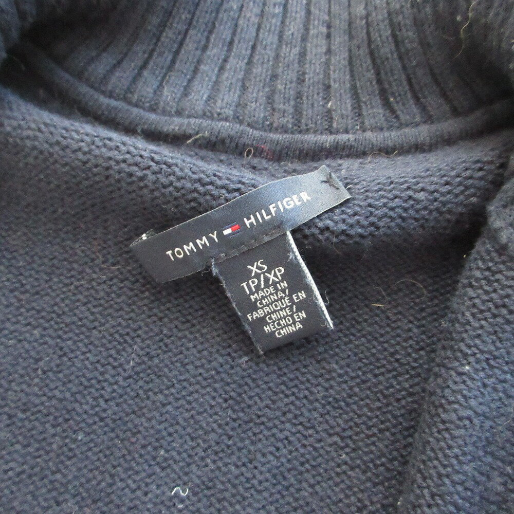 TOMMY HILFIGER トミーヒルフィガー ニット トラックジャケット ジップアップ ネイビー サイズXS レディース 【中古】