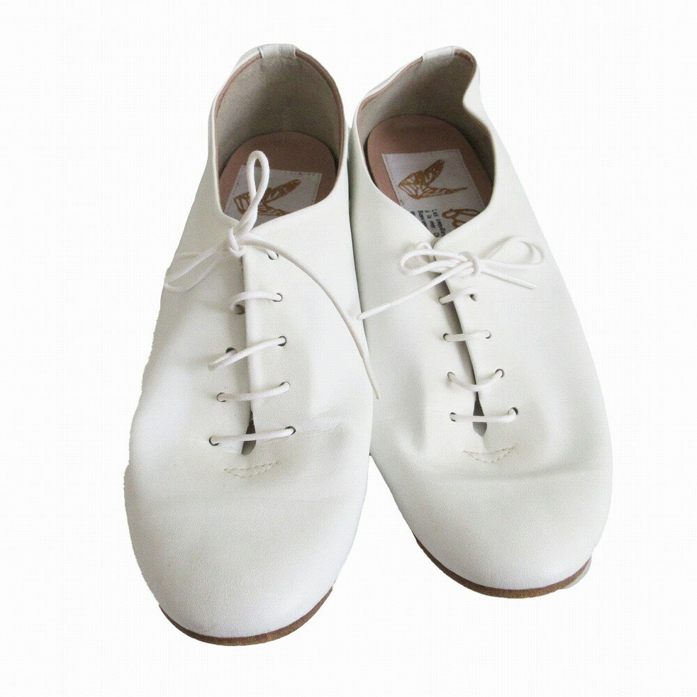 BARBALLE ファルファーレ レースアップ レザーシューズ ホワイト サイズ25cm レディース 【中古】