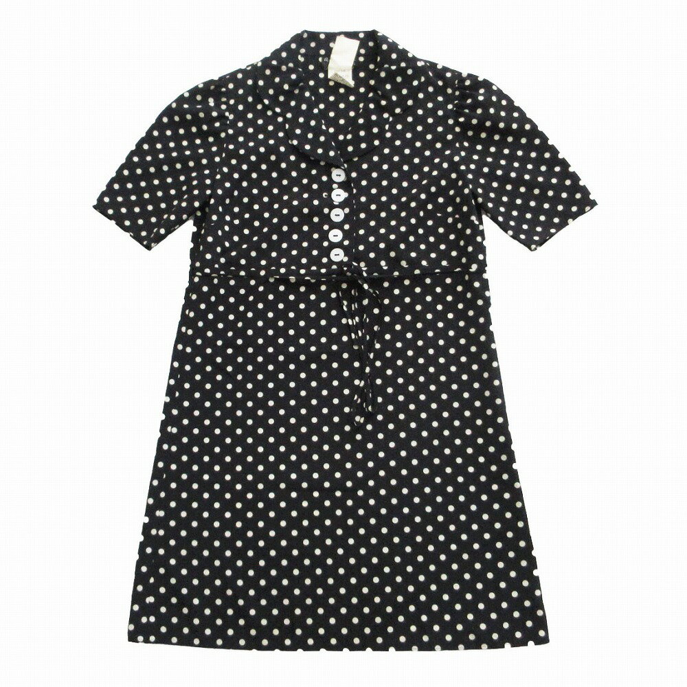 agnes.b アニエスベー ドット柄 シャツ ワンピース 半袖 ミニ丈 ブラック サイズS 00007848 レディース..