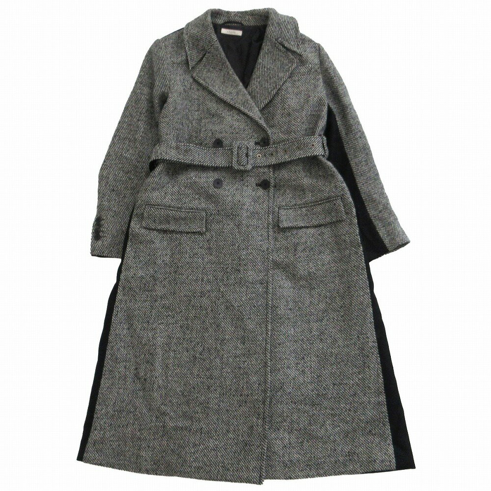 EPOCA エポカ デザイン切替 ロングコート 良好 サイズMグレー×ブラック ウール×シルク レディース 【中古】