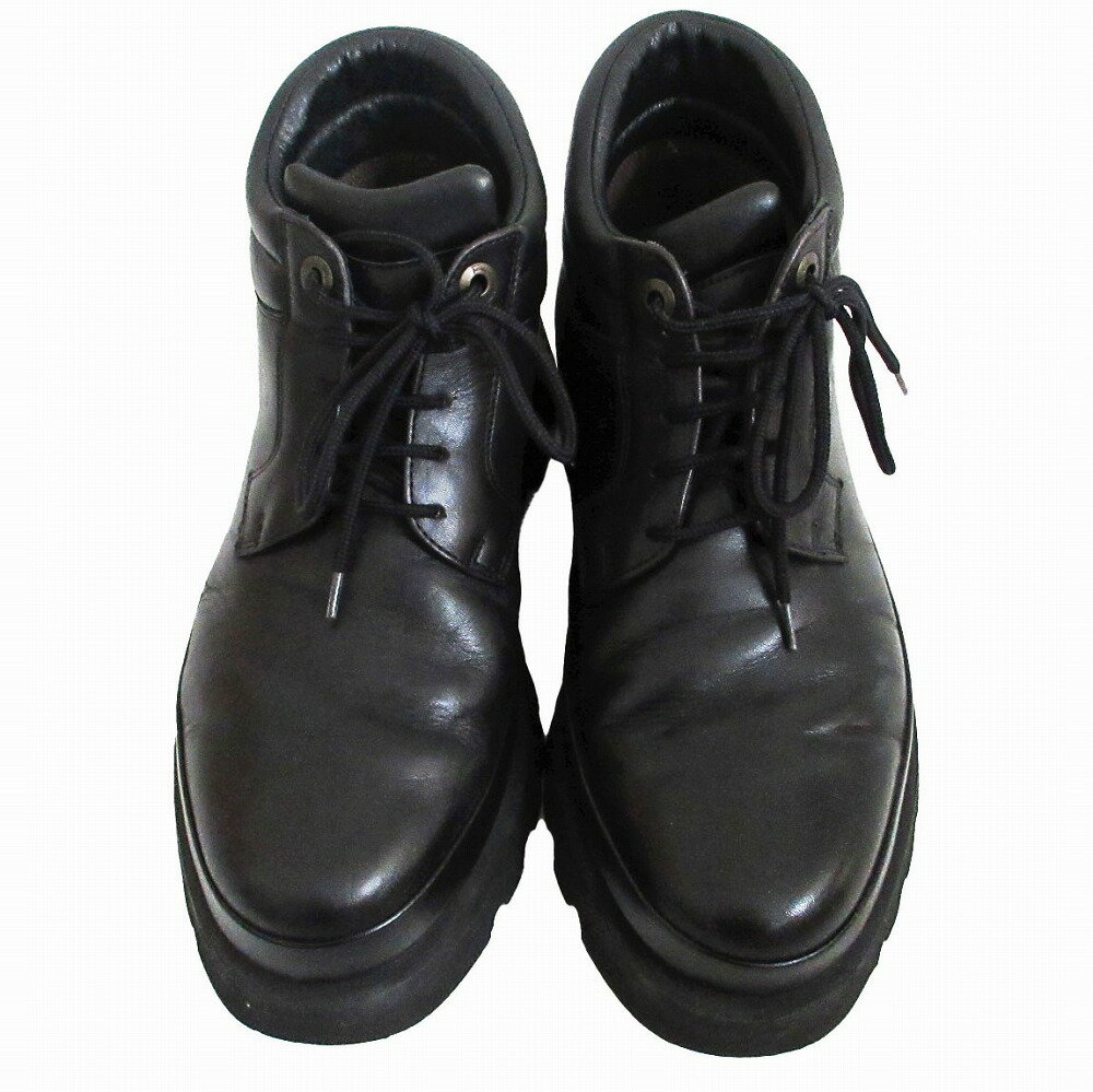 サルヴァトーレ・フェラガモ Salvatore Ferragamo レースアップ ワークブーツ シューズ ブラック サイズ26cm メンズ 【中古】