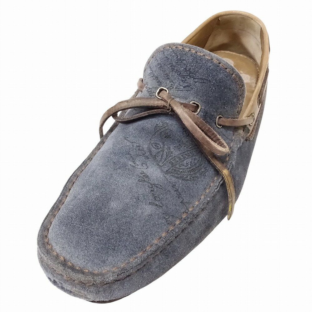 Berluti ベルルッティ カリグラフィー スエード デッキシューズ モカシン ブルー サイズ28cm メンズ 【中古】