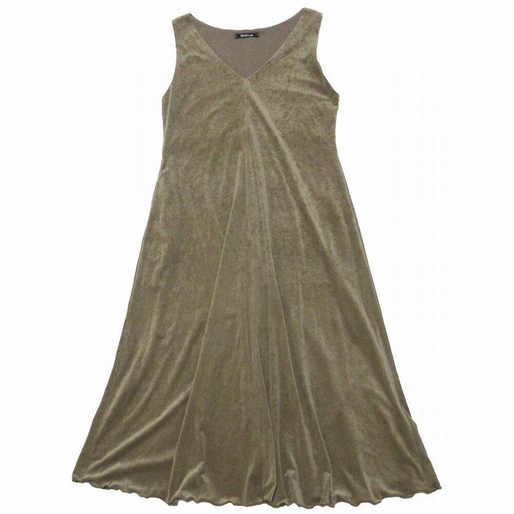 DAISY LIN デイジーリン Dress Sweet Summer Memory ベルベット ノースリーブドレス ワンピース カーキ サイズL レディース 【中古】