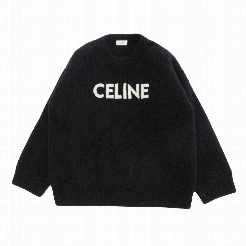 CELINE セリーヌ オーバーサイズ ロゴ クルーネックセーター 2A19R423P サイズL レディース ブラック 【中古】 /TNT