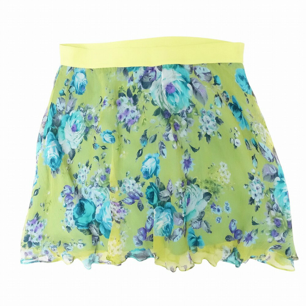 BLUGIRL ブルーガール ブルマリン 花柄 シフォン スカート フレア ミニ丈 ペチコート付き 38 S イエロー レディース 【中古】