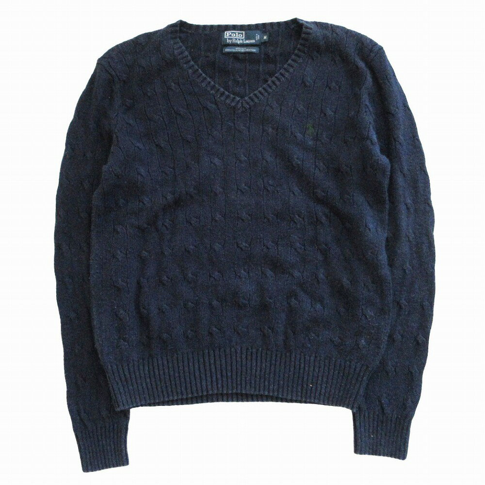 POLO RALPH LAUREN ポロラルフローレン ポニーロゴ刺? シルク100% ケーブルニット セーター 長袖 プルオーバーM メンズ 【中古】(4)